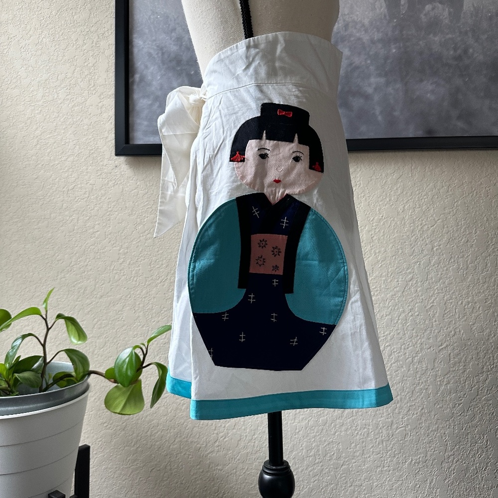 Vintage Japanese Hand  Applique Half Apron